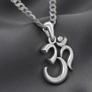 Aum sterling silver pendant necklace for men with handcrafted spiritual design by OroSpot.