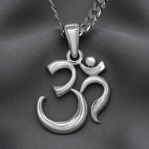 Sterling silver Om pendant necklace for men with spiritual Aum symbol by OroSpot.