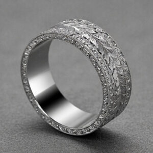 vintage engraved mens wedding ring three patterns hand carved scroll wheat geometric band orospot