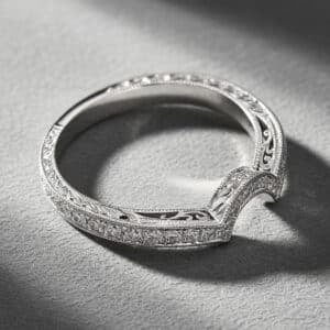 curved filigree diamond band vintage style pave diamonds orospot