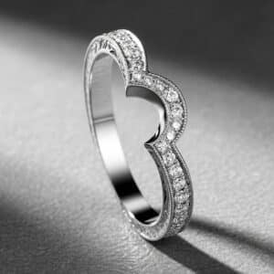 vintage filigree matching band curved pave diamond wedding ring orospot