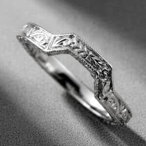 vintage ring enhancer 2.5mm curved engraved milgrain wedding band orospot