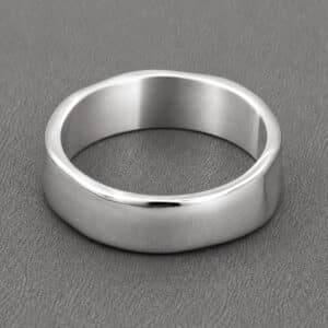 wavy uneven mens wedding band organic asymmetrical design