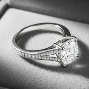 Certified Cushion Diamond Split Shank Ring