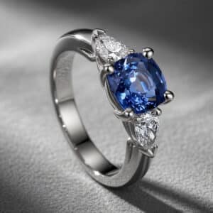 3 stone sapphire engagement ring cushion sapphire pear diamonds orospot