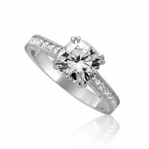 Etched Cushion-Cut Diamond Ring