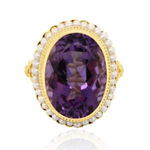 oversized Victorian amethyst right-hand ring