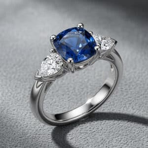 vintage style 3 stone sapphire ring lab grown diamonds orospot