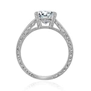 French cut diamond ring featuring a square-cut diamond with precise facets, set in an elegant band