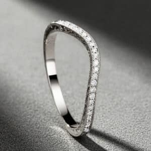engraved curved diamond band vintage style pave diamonds 14k gold milgrain orospot