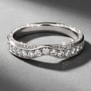 vintage diamond ring enhancer art nouveau style hand engraved white gold band orospot