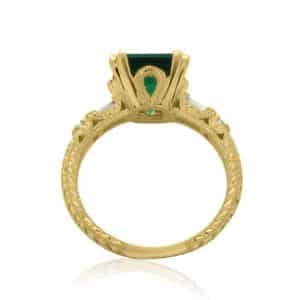 Green lab emerald art deco ring OroSpot NY