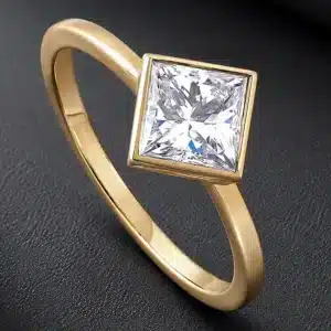 Modern bezel diamond solitaire kite set ring by OroSpot
