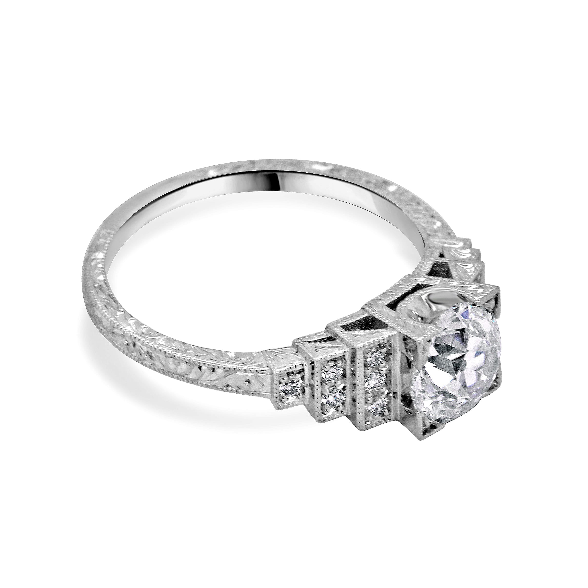 Antique step geometric diamond ring | OroSpot |