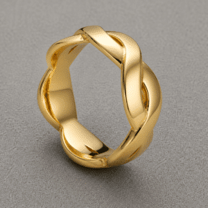 Braided rope men’s wedding band in gold with infinity twist design and polished finish by OroSpot