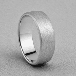 Brush finish men’s wedding ring in gold with satin matte texture and domed profile by OroSpot