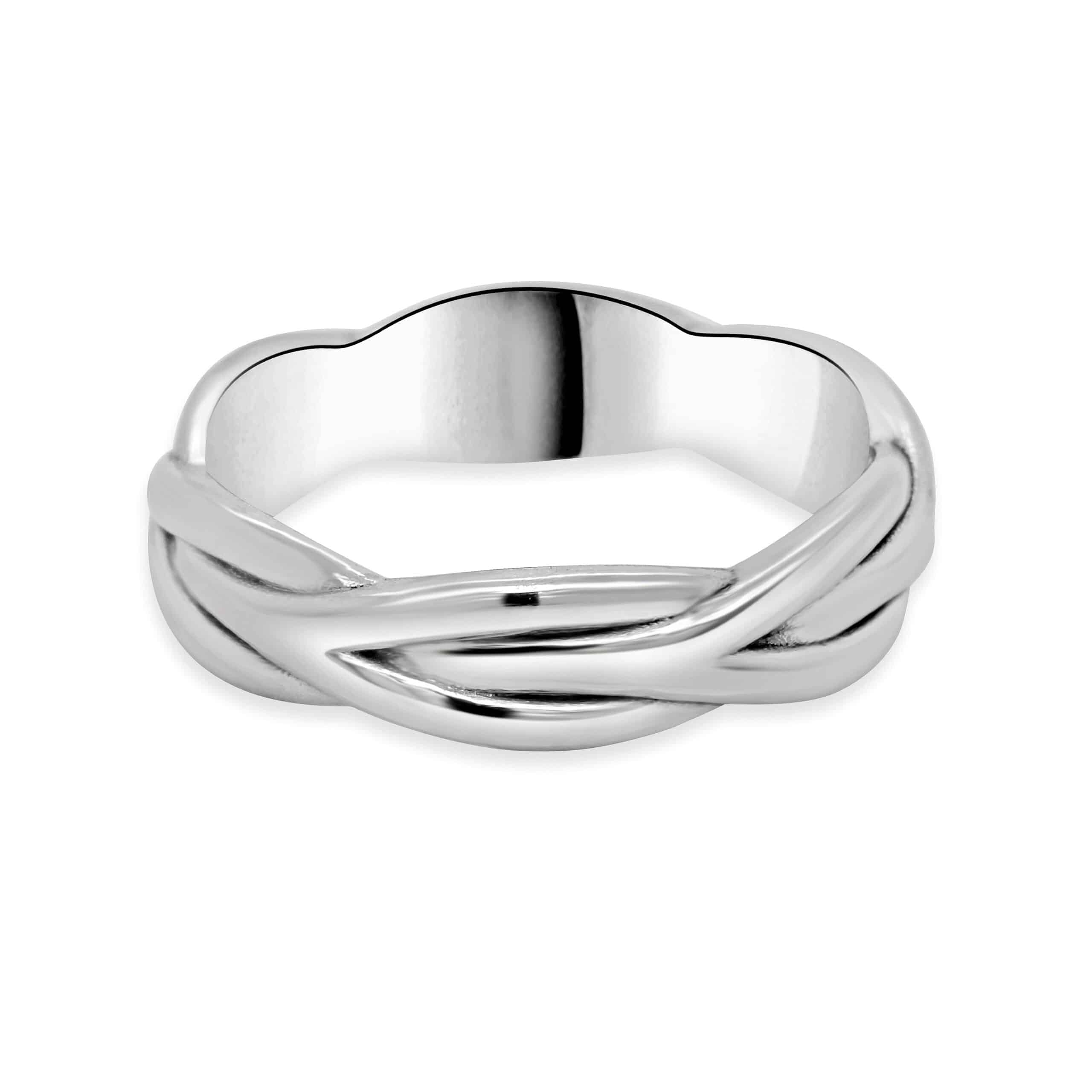 Unique Intertwined Wedding Band for Men - Twisted White Gold Ring by OroSpot.