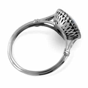 Double Halo Art Deco diamond ring with 0.75 ct IGI/GIA-certified lab-grown round center, vintage filigree, and micro-pavé natural-diamond halos.