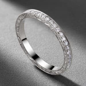 vintage edwardian diamond eternity ring engraved sides milgrain pave diamonds orospot