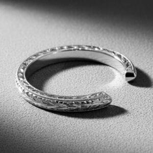 open vintage ring guard hand engraved ring enhancer milgrain 14k gold orospot