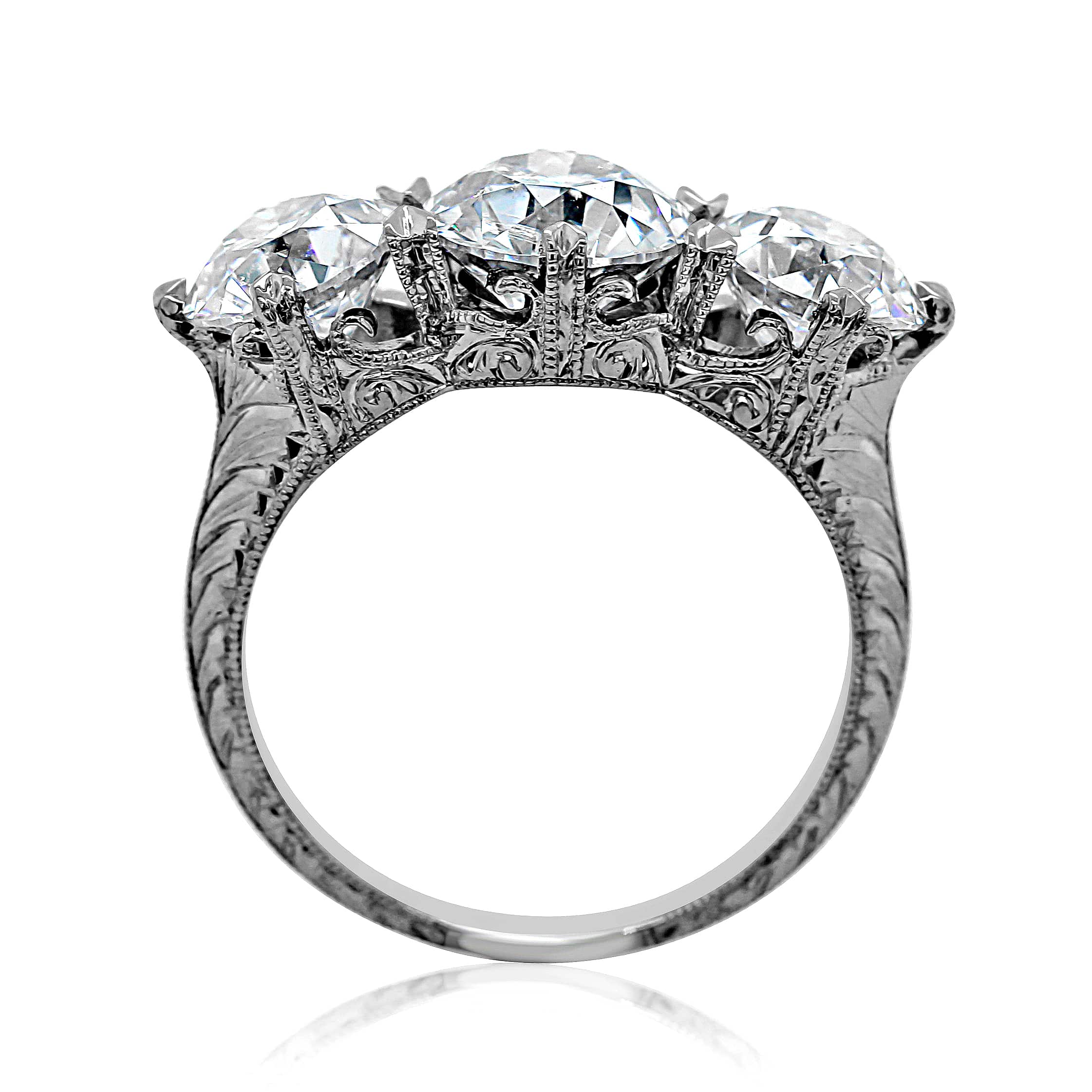 edwardian engagement ring with filigree and milgrain featuring an Old European Cut diamond by OroSpot