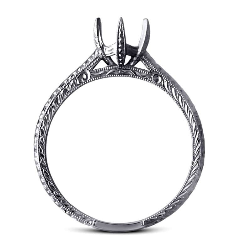 engagement ring settings—modern and vintage; solitaire, bezel, halo, cathedral; hand-engraved and milgrain details