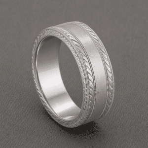 vintage mens wedding band 8mm hand engraved sides continuous pattern bold ring orospot