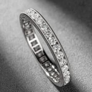 old world diamond eternity ring channel set natural diamonds wheat engraving orospot