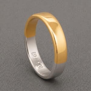 modern two tone wedding band mens yellow gold platinum polished ring 5.5mm comfortable fit orospot