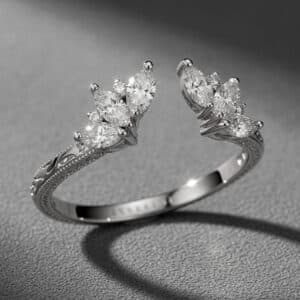 vintage tiara diamond ring enhancer curved chevron wedding band marquise diamonds orospot